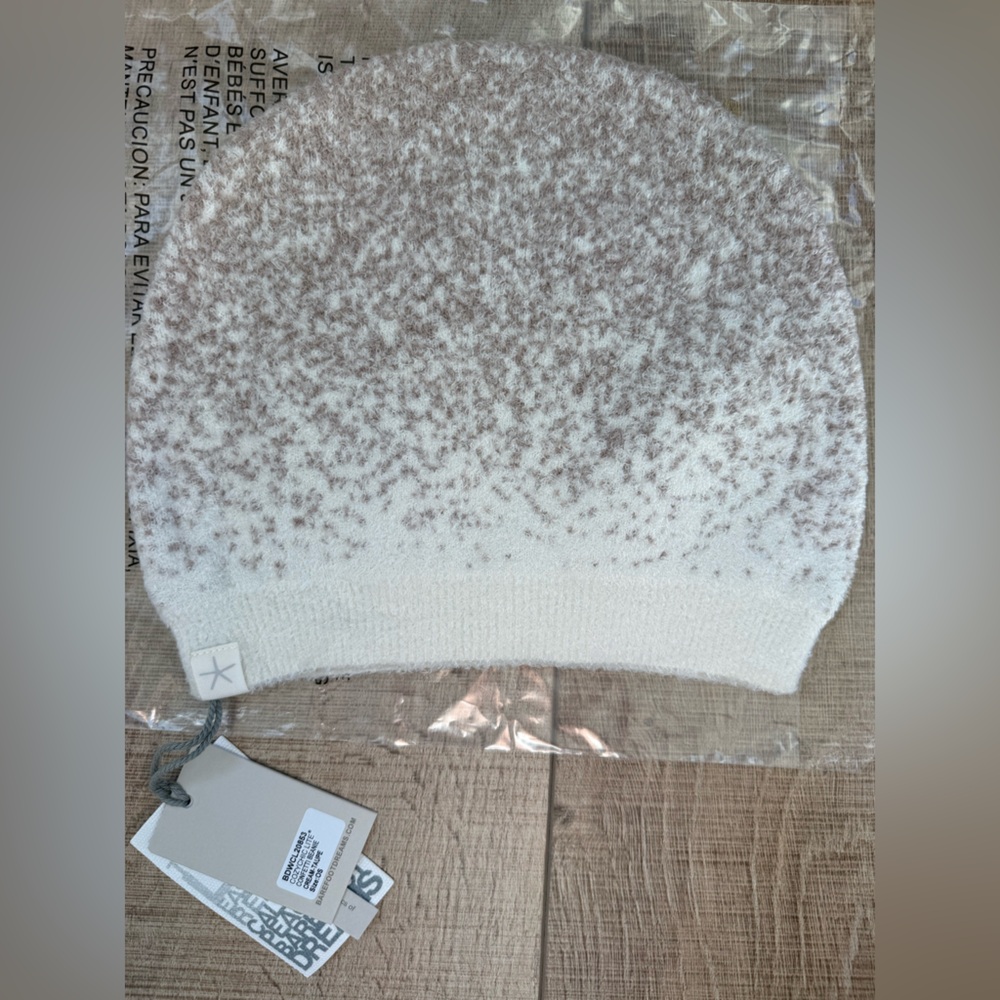 Barefoot Dreams Cream and Taupe Beanie